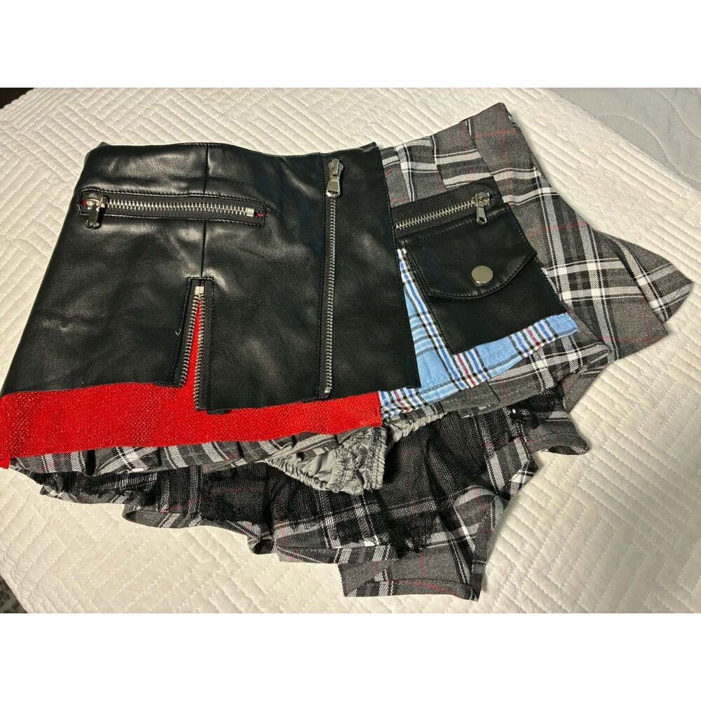 Micro Mini Pleated Skort Ladies Small Y2K Multi Colored